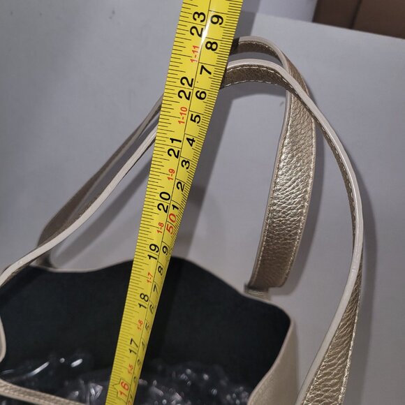 Tory Burch Michelle buckle tote bag mettallic leather medium large tote - Picture 12 of 13